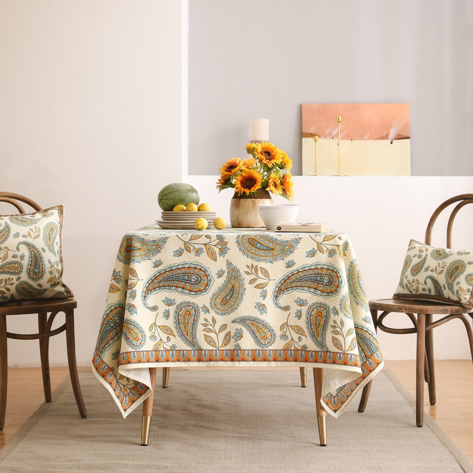 patdrea Vintage French Linen Tablecloth,Rectangular,94"x63"-Lysaniya