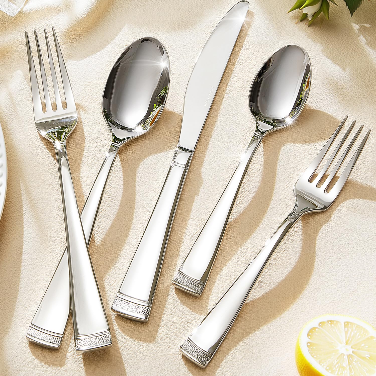 KINGSTONE 20-Piece Flatware Set, 18/10 Stainless Steel Silverware Set for 4