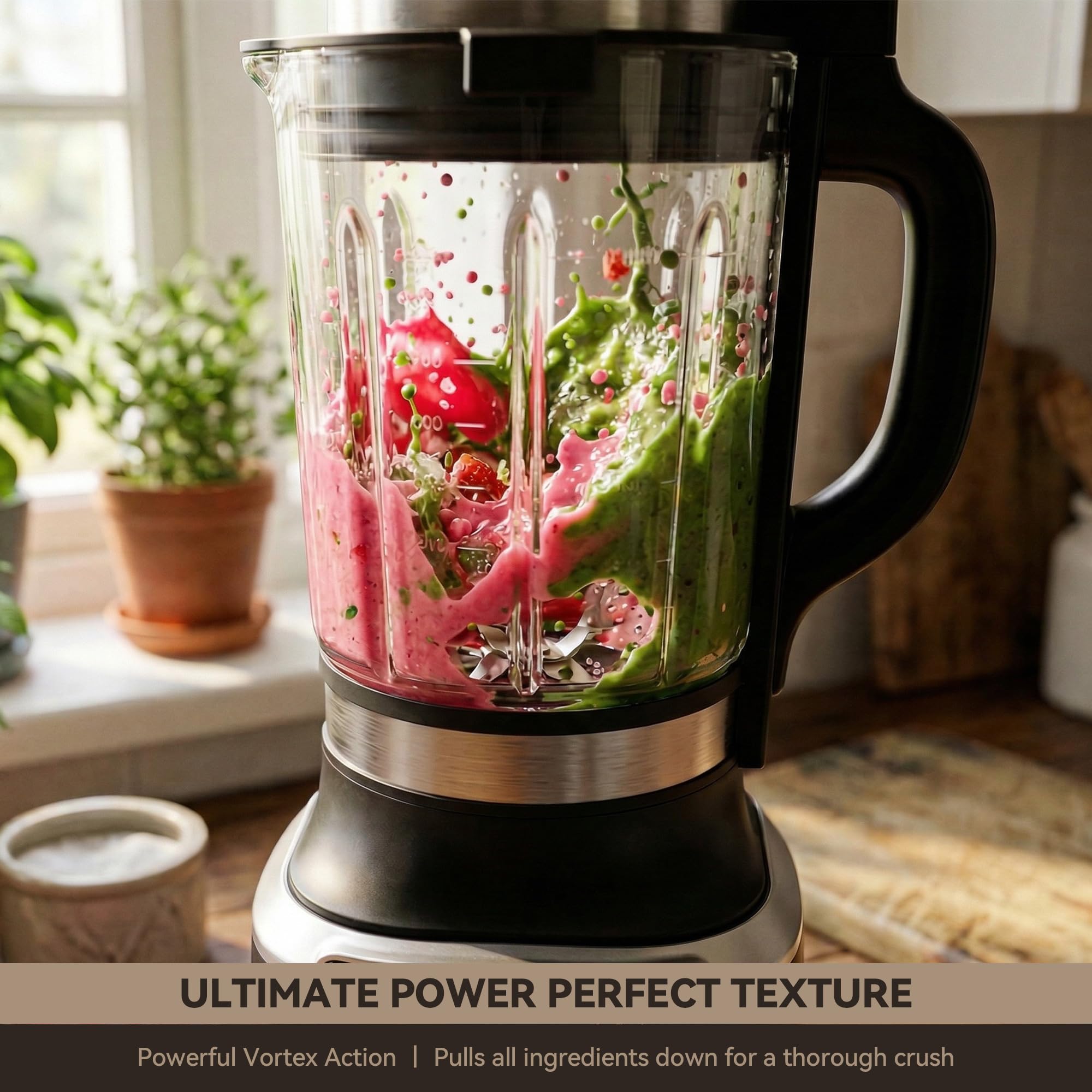 Glass Blenders for Kitchen with Tamper, Blender for Smoothies, Professional Blenders 1500W Motor, 9 Adjustable Speeds, 14 Preset Programs, High-Speed Heating Blender for Nut Milk, Soups, Sauces & More
