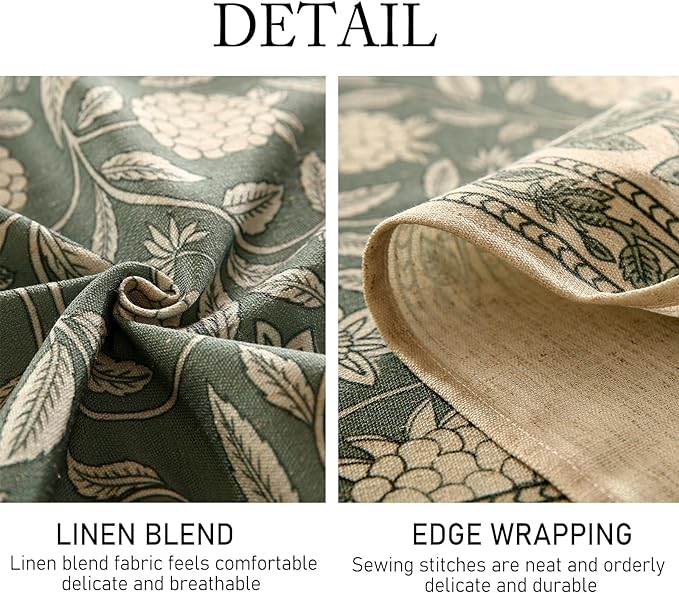 ISAENNE Designer Grayish Green Linen Small Square Tablecloth,Floral Stain Resistant Table Cloth,Fall Vintage Decor Tablecloths for Dining Thanksgiving Kitchen Tea Party,55"*55"-Andrew A