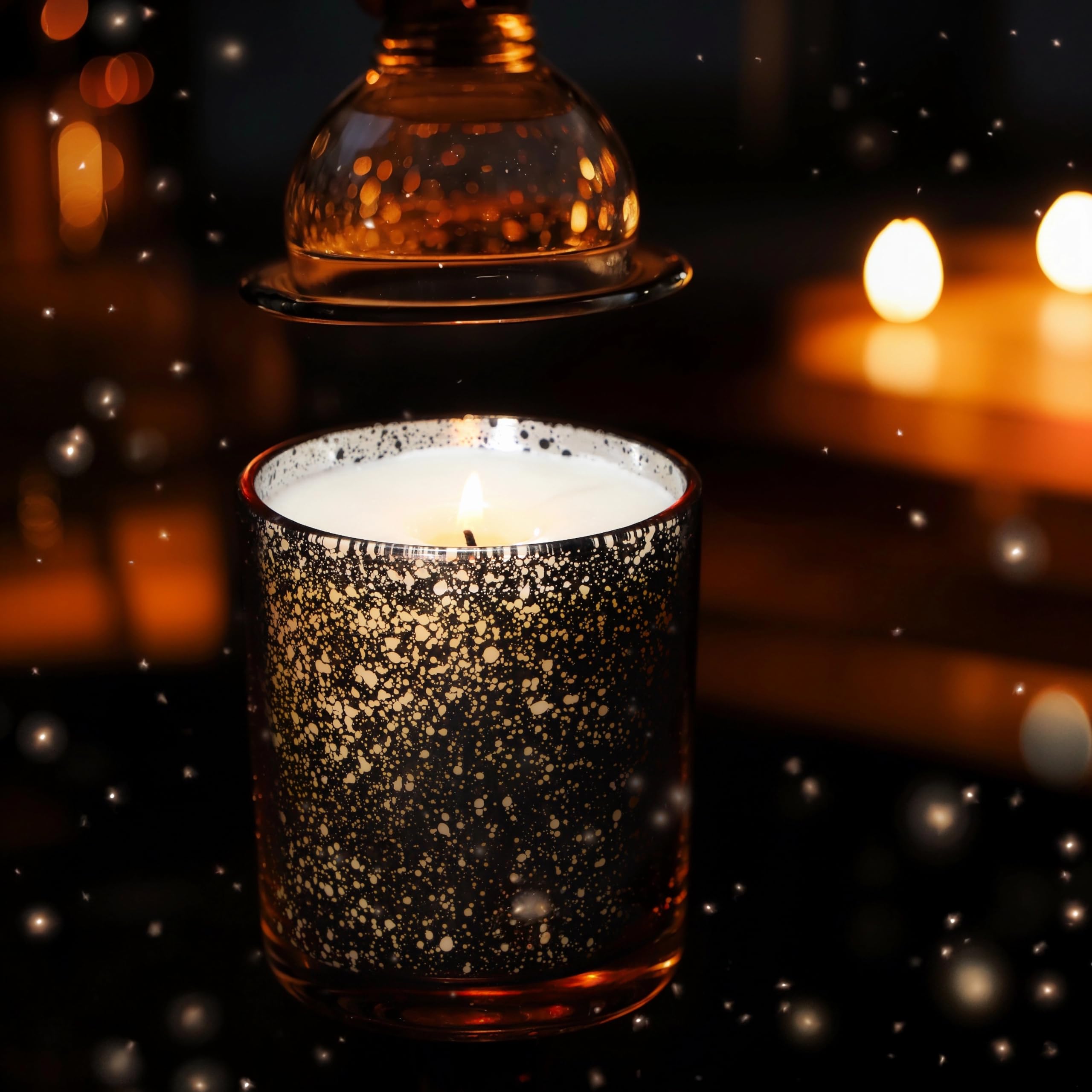 SHOWIN Thick Candle Jars for Making Candles 16 Pcs, 7 OZ Empty Jars with Wood Lids for Candle Making, Sample Container, Gold