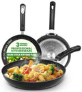 Utopia Kitchen Nonstick Frying Pan Set 3 Piece 8 9.5 11 Inch PFOA Free Grey