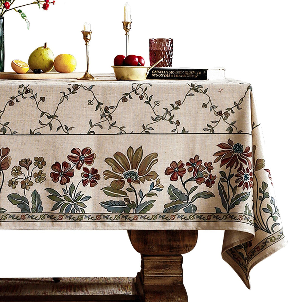 patdrea Vintage French Linen Tablecloth,Rectangular,87"x55"-Oliveirad