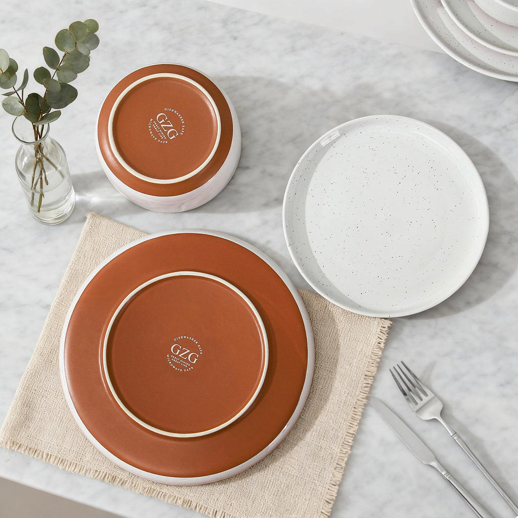 GZG Ceramic Dinner Plates, 10.25 Inch, Set of 4