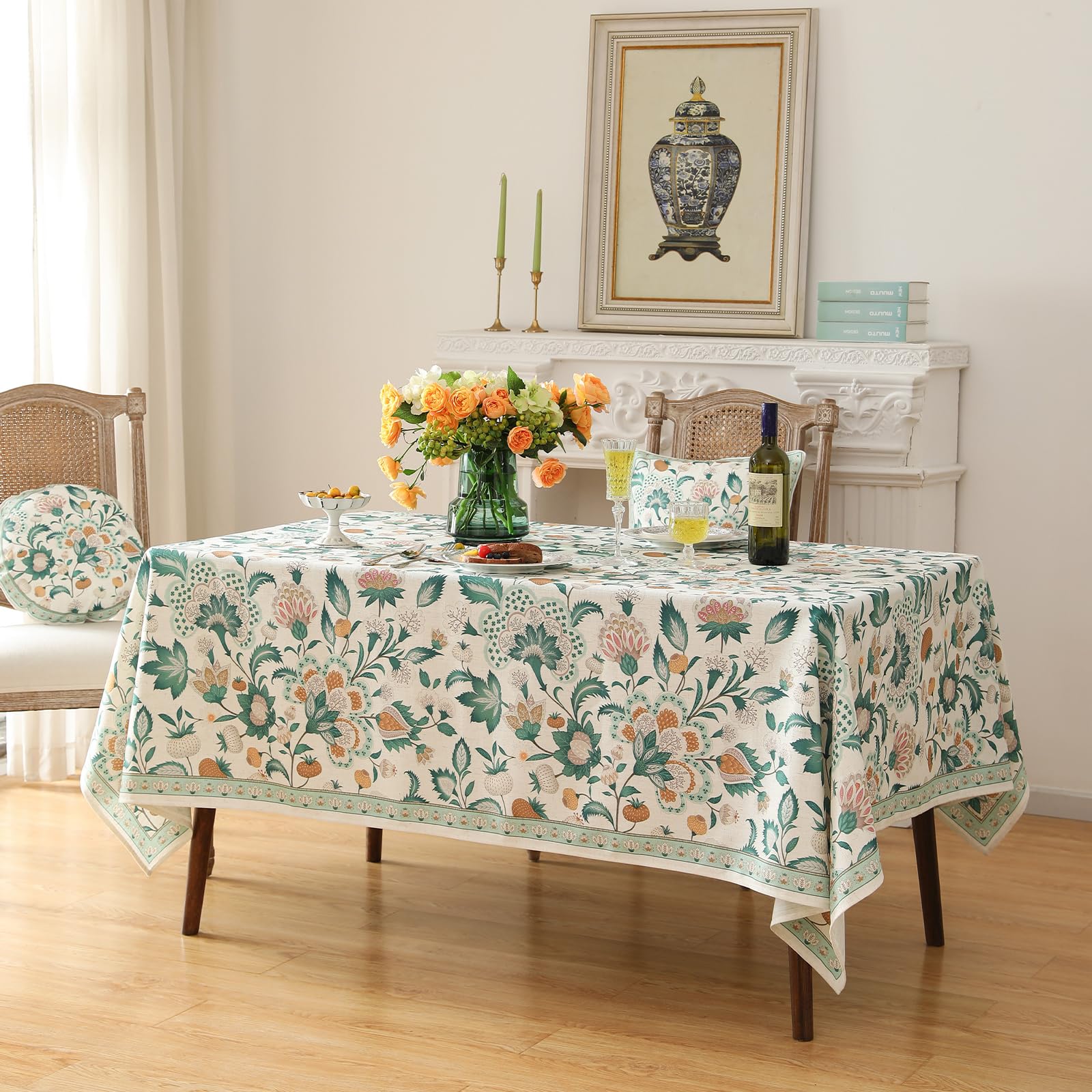 patdrea Vintage French Linen Tablecloth,Rectangular,79"x55"-Tree Life