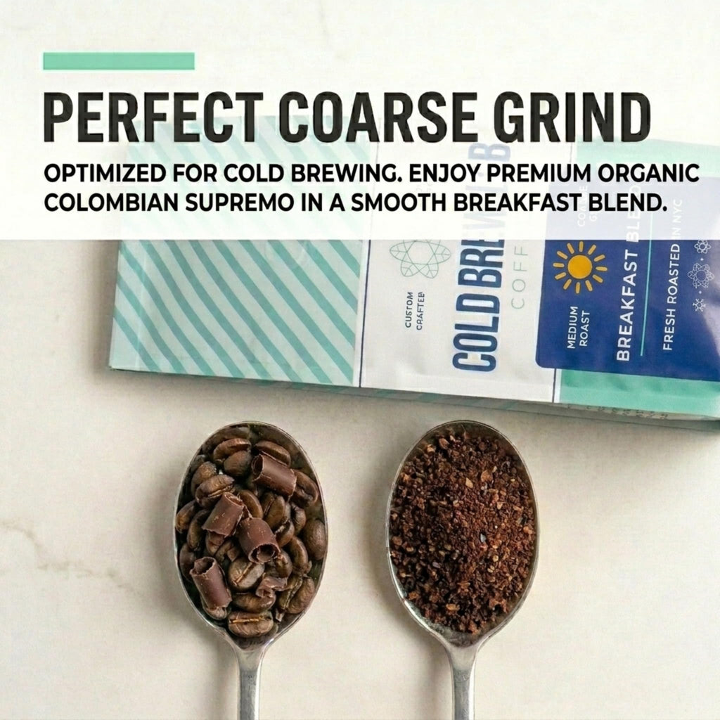 Cold Brew Organic Breakfast Blend Coffee, Medium Roast, Coarse Ground, 1 Lb