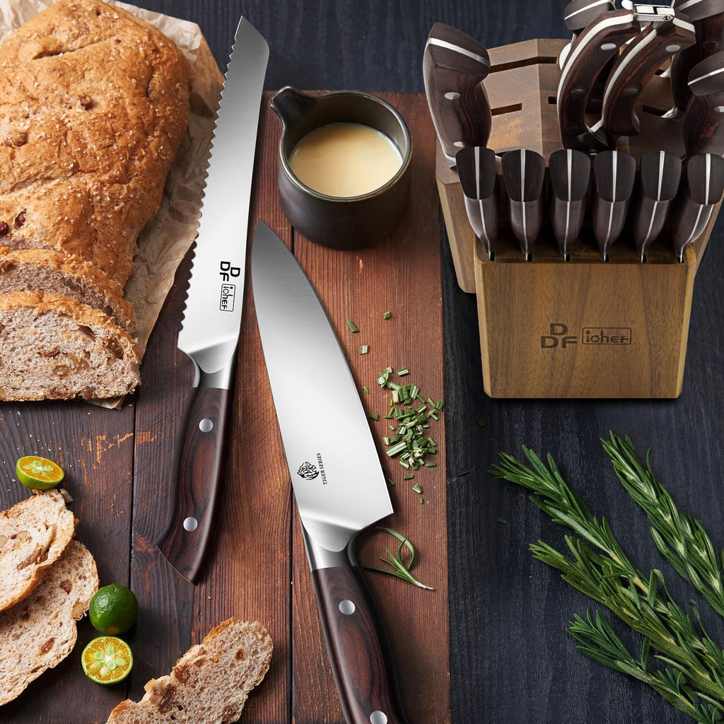 16-Piece Kitchen Knife Set, High-Carbon Stainless Steel, Pakkawood Handles