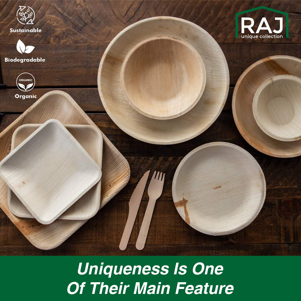 Raj Palm Leaf Disposable Heavy Duty 4" Square Bowls 400 Pack