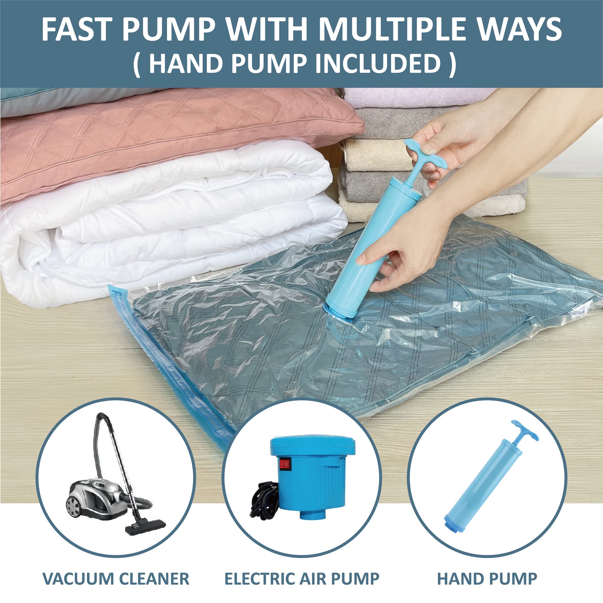 Roomimaster Vacuum Storage Bags, Vacuum Seal Space Saver Bags for Clothing, Travel Lugggage, Carry-on, Blankets, Comforters, Pillow, Bedding, 10 Combo
