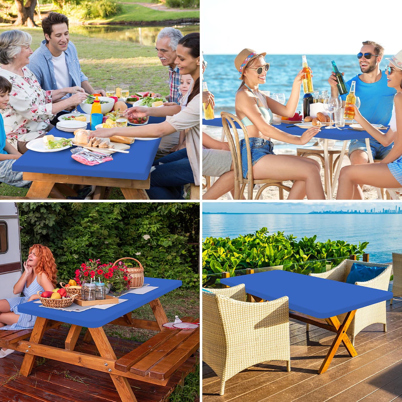 homing Rectangle Table Cloth Cover 4 Foot Blue Elastic Fitted Tablecloth