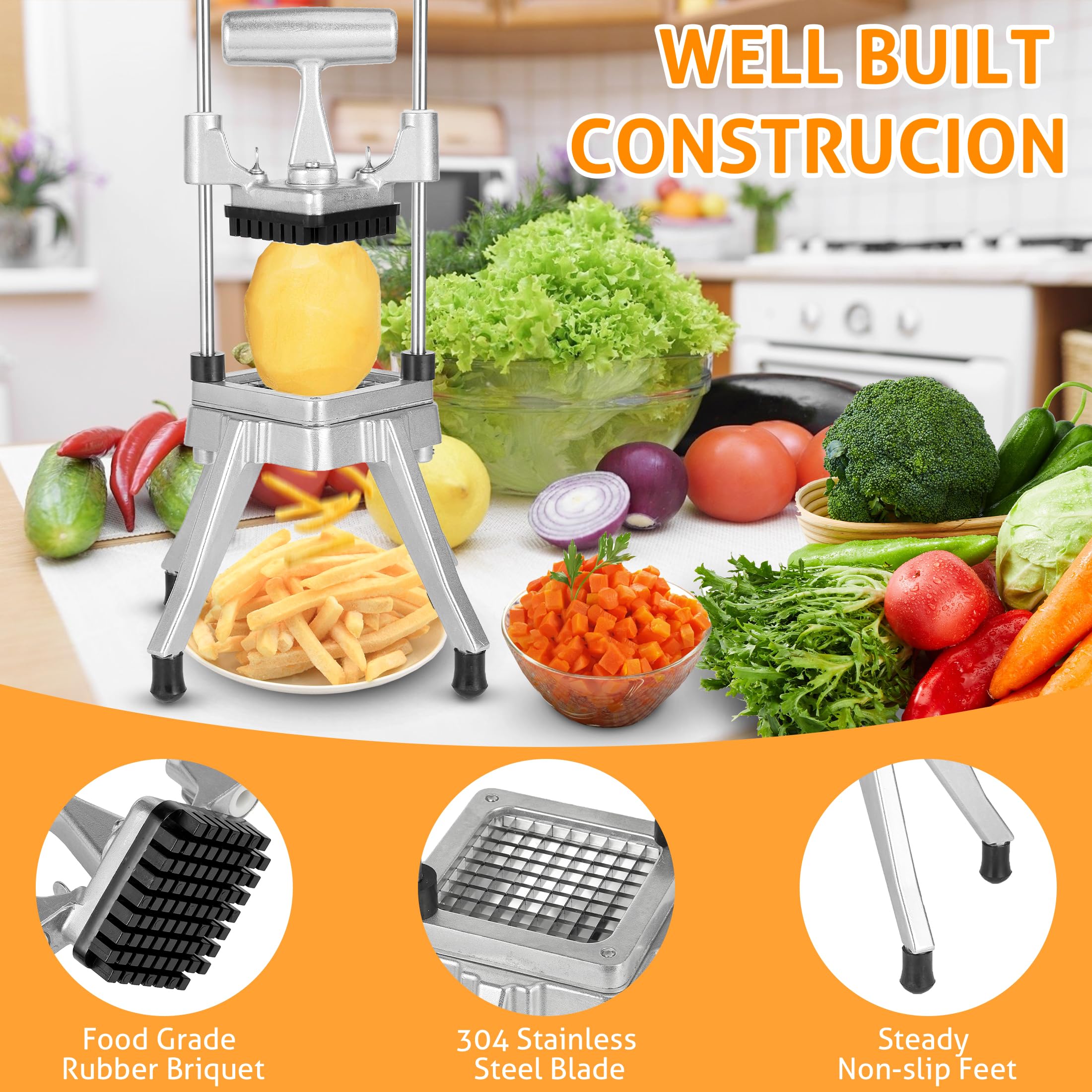 WICHEMI Commercial Vegetable Chopper Fruit Dicer Manual Food Cutter 3/8"