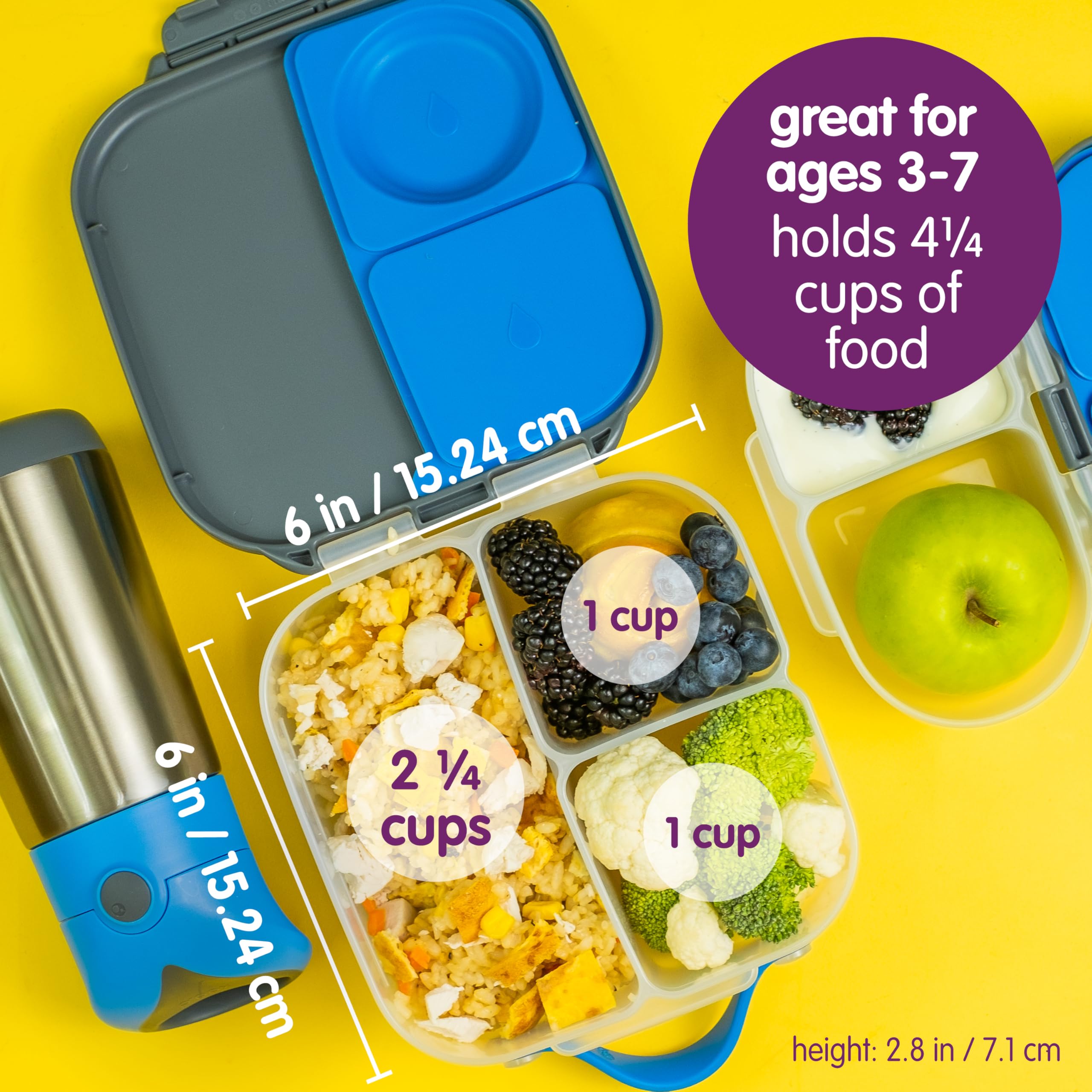 b.box Mini Lunch Box 2-Pack, Snack Containers for Kids, Lunch Box Kids