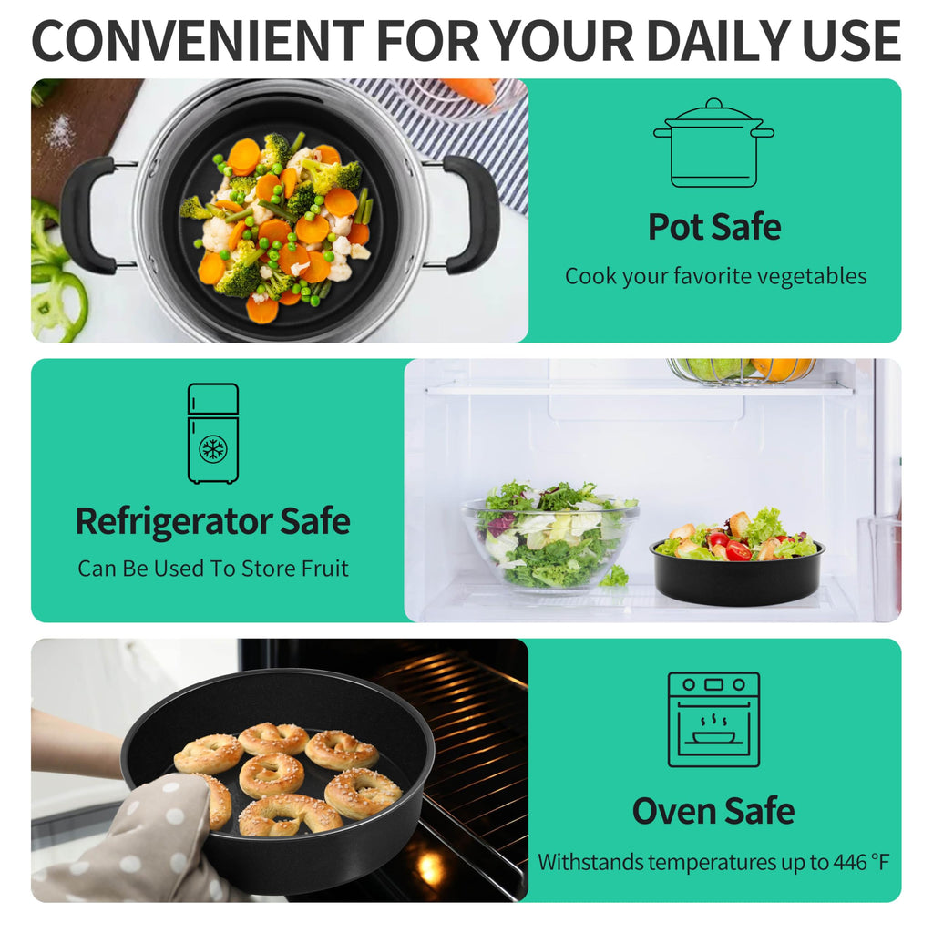 P&P CHEF 8 Inch Cake Pan Set of 3, Non-Stick Round Cake Pans