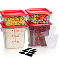 RVGMBO 2QT&4QT NSF Food Storage Containers with Lids: 4 PCS [Total Food Grade][Hot&Cold Resistant] Commercial Clear Food Storage Containers for Restaurant Kitchen Proof Dough (Red)
