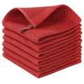 Homaxy 100% Cotton Waffle Weave Kitchen Dish Cloths, Ultra Soft Absorbent Quick Drying Dish Towels, 12 x 12 Inches, 6-Pack, Brick Red