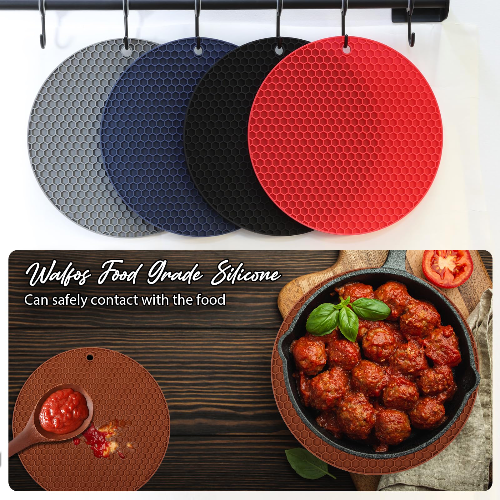 Joyhalo 4 Pack Silicone Trivet for Hot Dishes