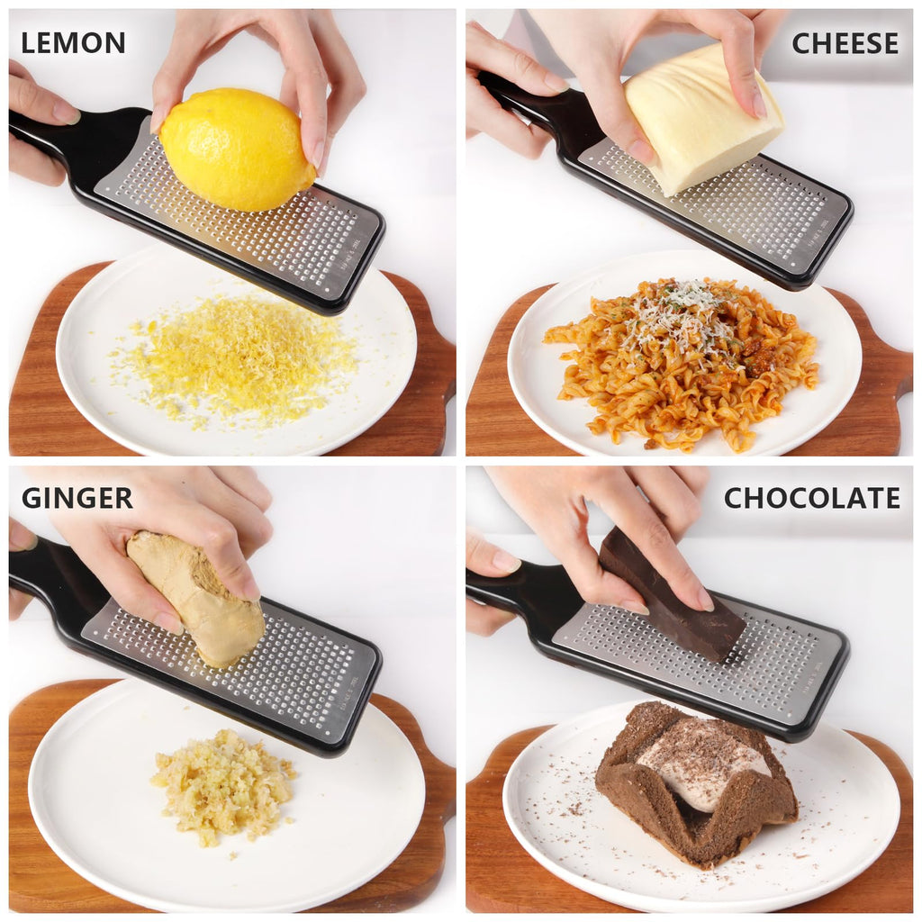 LHS Citrus Lemon Zester Cheese Grater - Stainless Steel Kitchen Tool for Parmesan Cheese, Ginger, Garlic, Nutmeg, Chocolate, Fruits, Dishwasher Safe