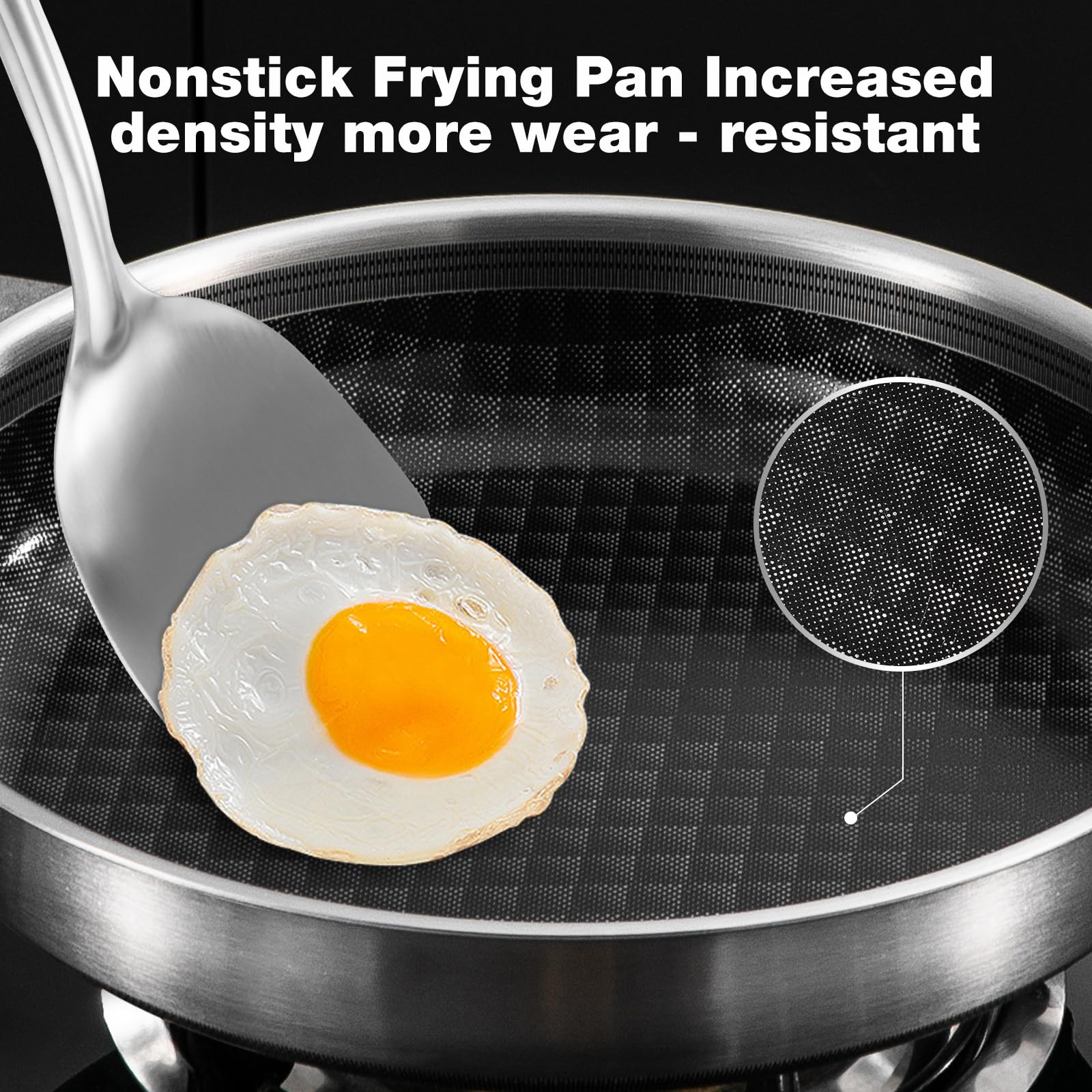 MOUTIUS 8-10 Inch Non Stick Frying Pans, Ceramic Coating NonStick Stainless Steel Pan Set, Tri-Ply Skillets and Pan Set with Lid, Cool-Touch Handle, Dishwasher and Oven Safe