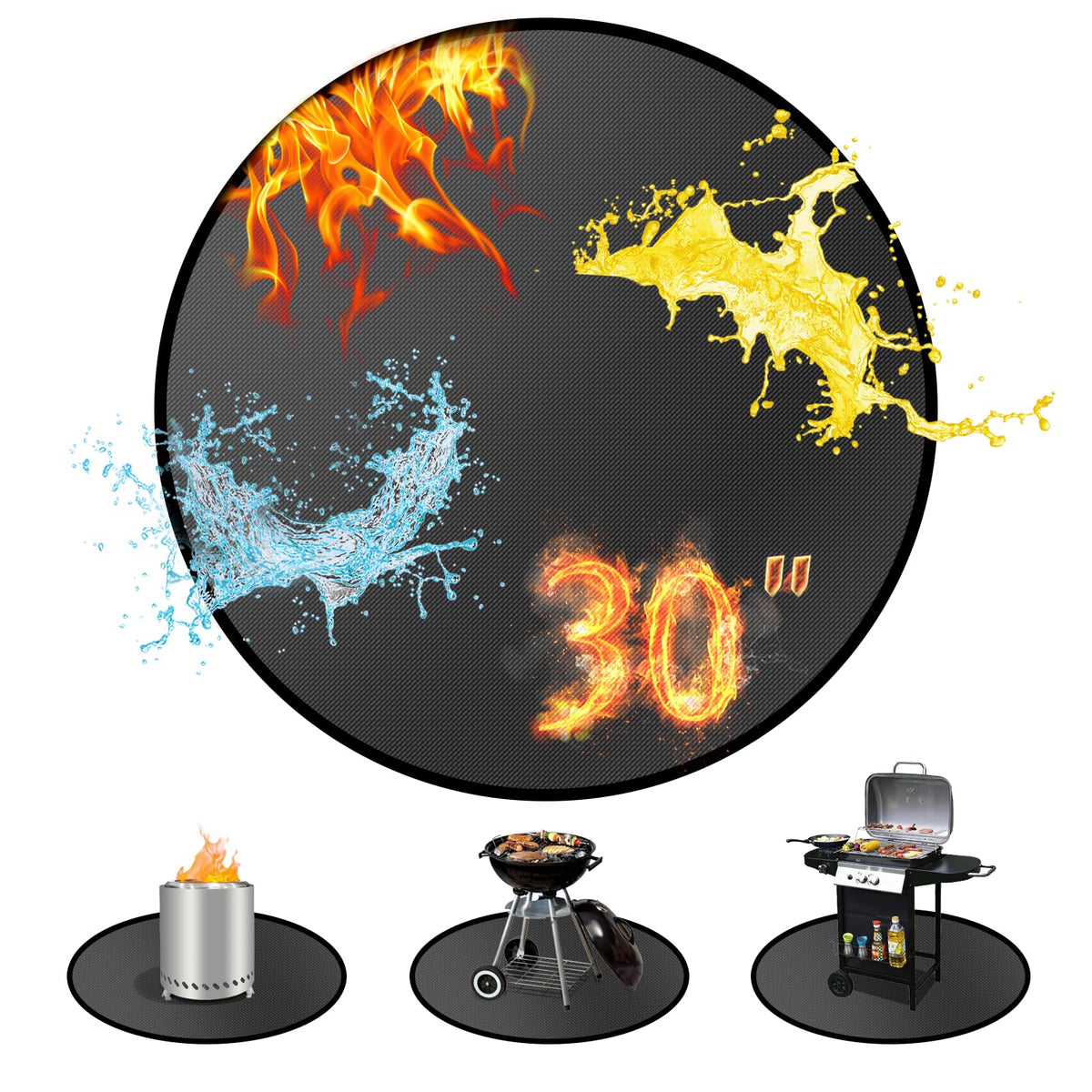 60 ×52 Inch Under Grill Mats for Outdoor Grill & Grill Mat for Under BBQ