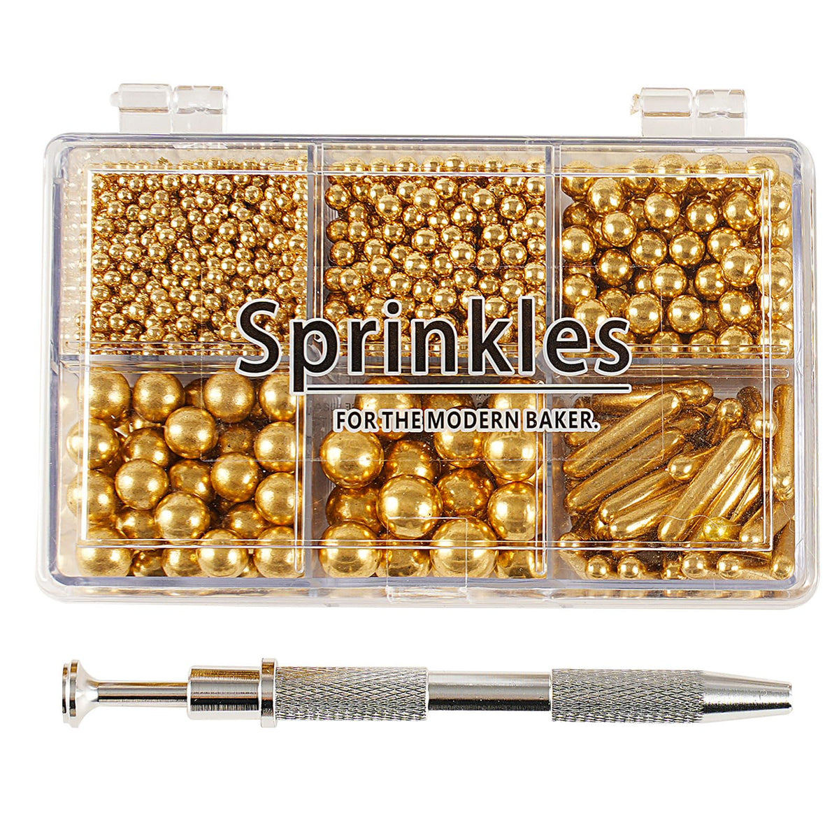 Kasvan Blue Mix Sugar Sprinkles - Edible Candy Pearls with 4-Claw Sprinkle Pen,118g/4.16 Oz, Gift Box Pack, Baking Cake Decorations, Ice Cream Toppings and Cookie Decorating (Blue)