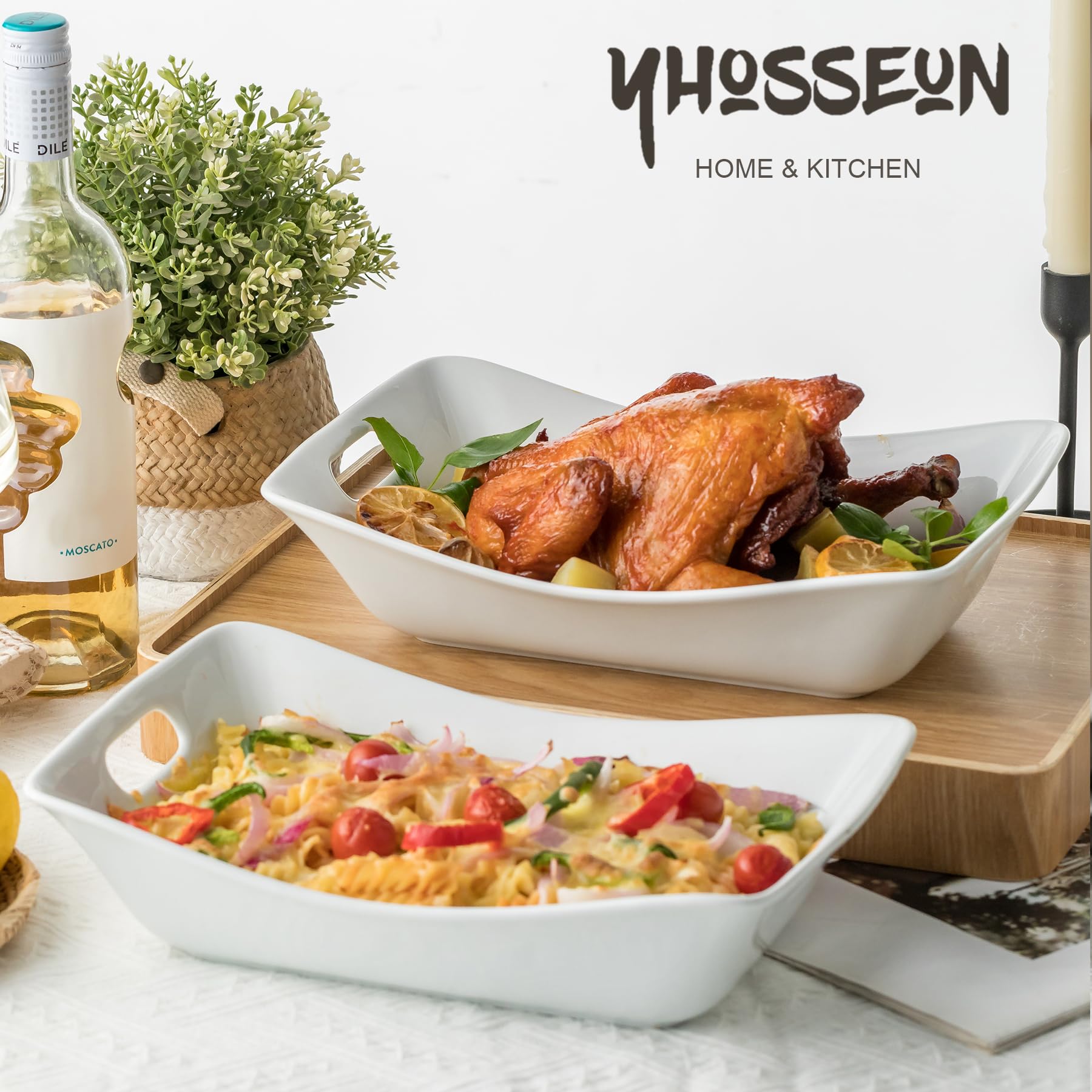 YHOSSEUN Large Serving Bowls with Handles, Serving Dishes For Entertaining