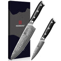 KEEMAKE Damascus Kitchen Knife Set, 2PCS Ultra Sharp 67-Layer Damascus Steel Chef Knife with G10 Non-Slip Handle, Elegant Box for Men Husband