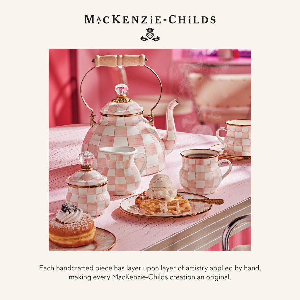 MACKENZIE-CHILDS Enamel Squashed Pot, Pink-and-White Rosy Check
