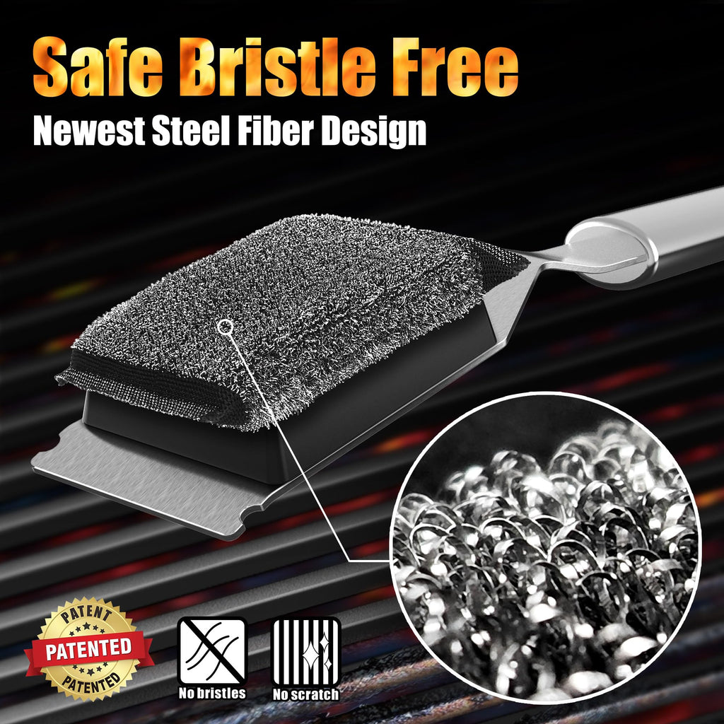 GRILLART Grill Brush Bristle Free, Safe Grill Brush for Outdoor Grill, SteamWizards BBQ Grill Cleaning Brush Kit, Replaceable Head Grill Scraper Tool, Grill Cleaner BBQ Accessories, Gifts for Men/Dad