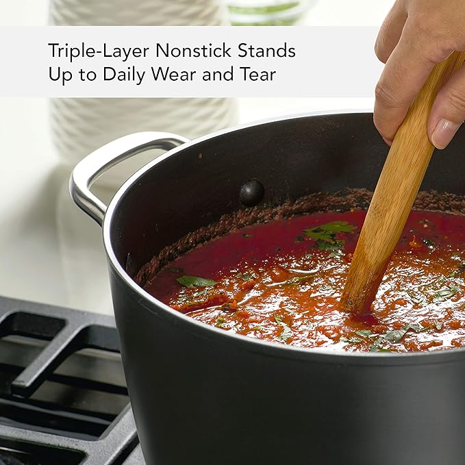 KitchenAid Hard Anodized Induction Nonstick Stock Pot/Stockpot with Lid, 8 Quart, Matte Black