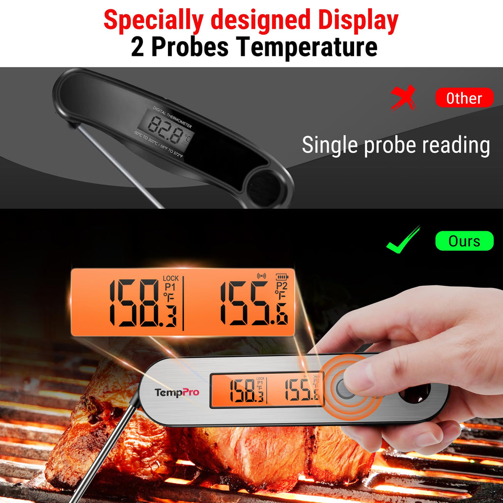 TempPro TempSwift Rechargeable Digital Meat Thermometer for Cooking