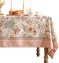 patdrea Designer Pink Linen Table Cloth for Rectangle Table,Vintage Floral with Birds Pattern Decorative Tablcloth,French Table Cover for Kitchen Dining,Thanksgiving,Christmas,67"x118"-Kulom a