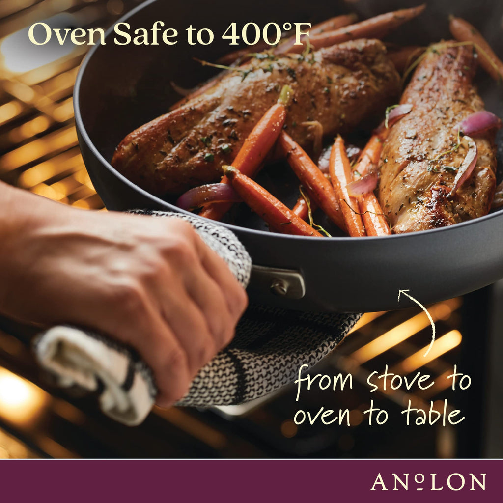 Anolon Advanced Home Hard-Anodized Nonstick Sauce pot with Lid, 4.5-Quart, Moonstone
