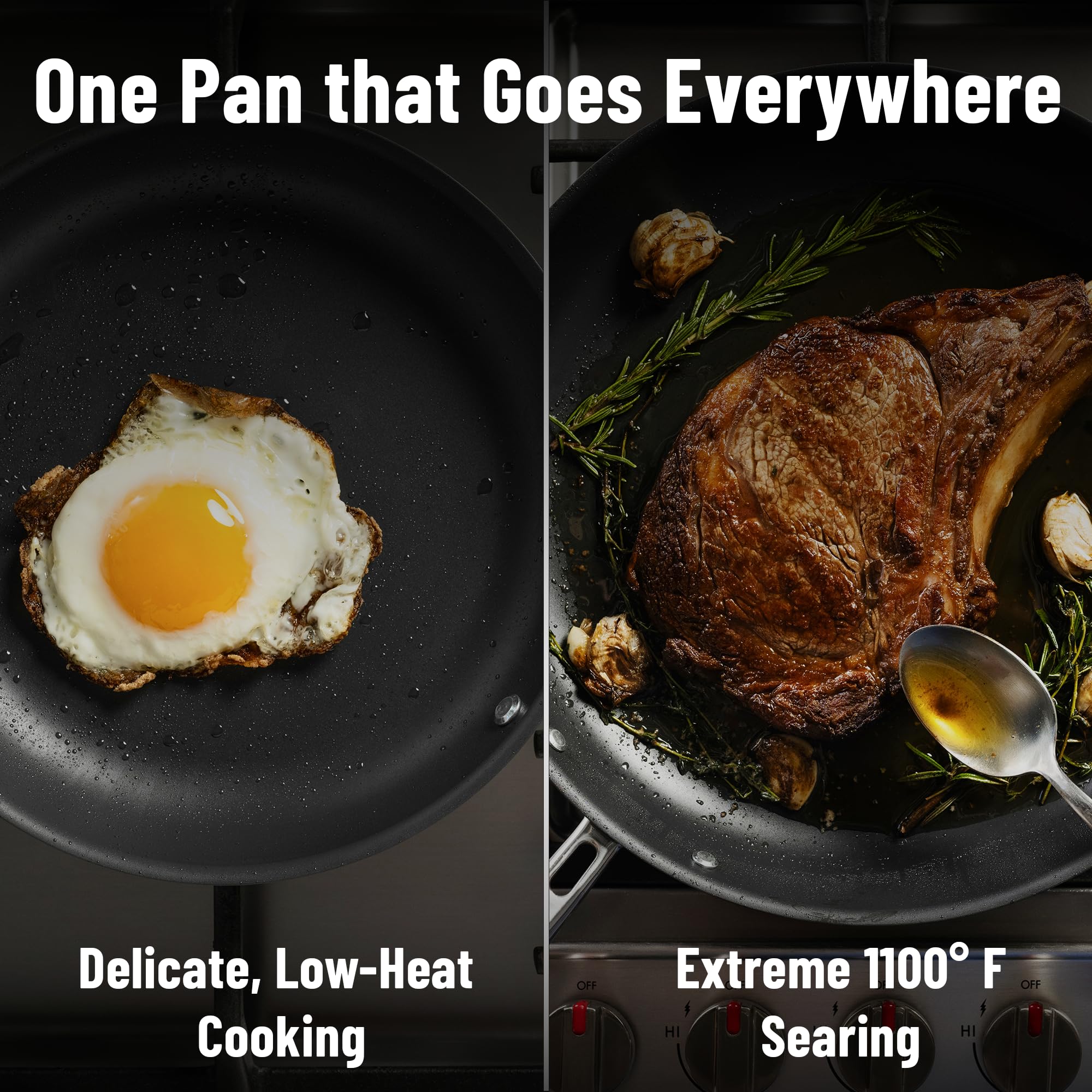 Misen Carbon Nonstick™ Skillet - Nitrided Carbon Steel - Professional Alternative to Teflon - 1100°F High Heat Ready - Easy Release - Induction, Oven, & Grill Safe - 8 Inch