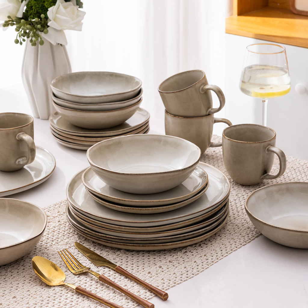 AmorArc Ceramic Dinnerware Sets for 4, 12Pcs Plates and Bowls Sets Dishes
