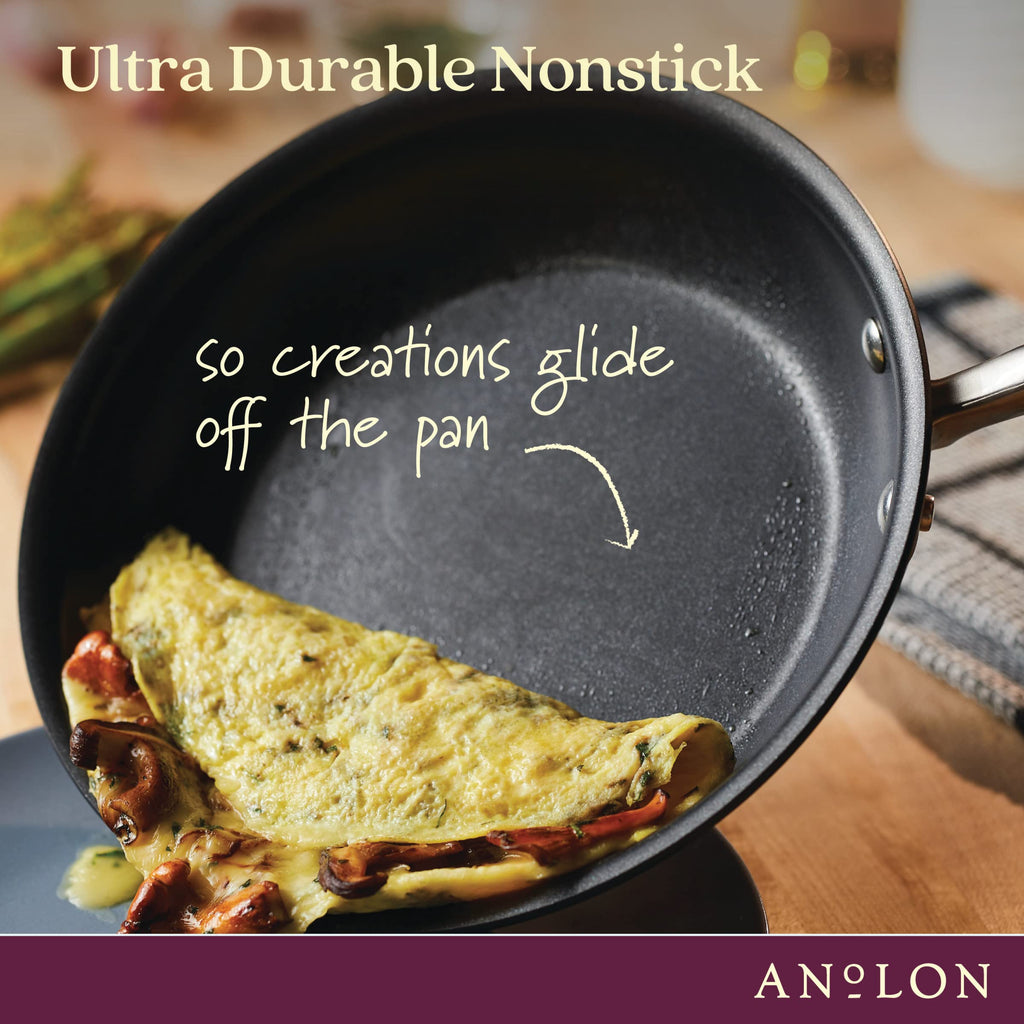 Anolon Advanced Home Hard-Anodized Nonstick Saucepan with Straining Lid, 2-Quart Small Pot, Onyx