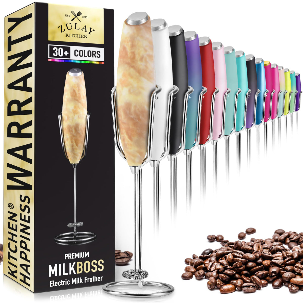 Zulay Powerful Milk Frother for Coffee with Upgraded Titanium Motor - Handheld Electric Whisk, Milk Foamer, Mini Mixer & Coffee Blender for Frappe, Latte, Matcha, No Stand - Pristine Teal