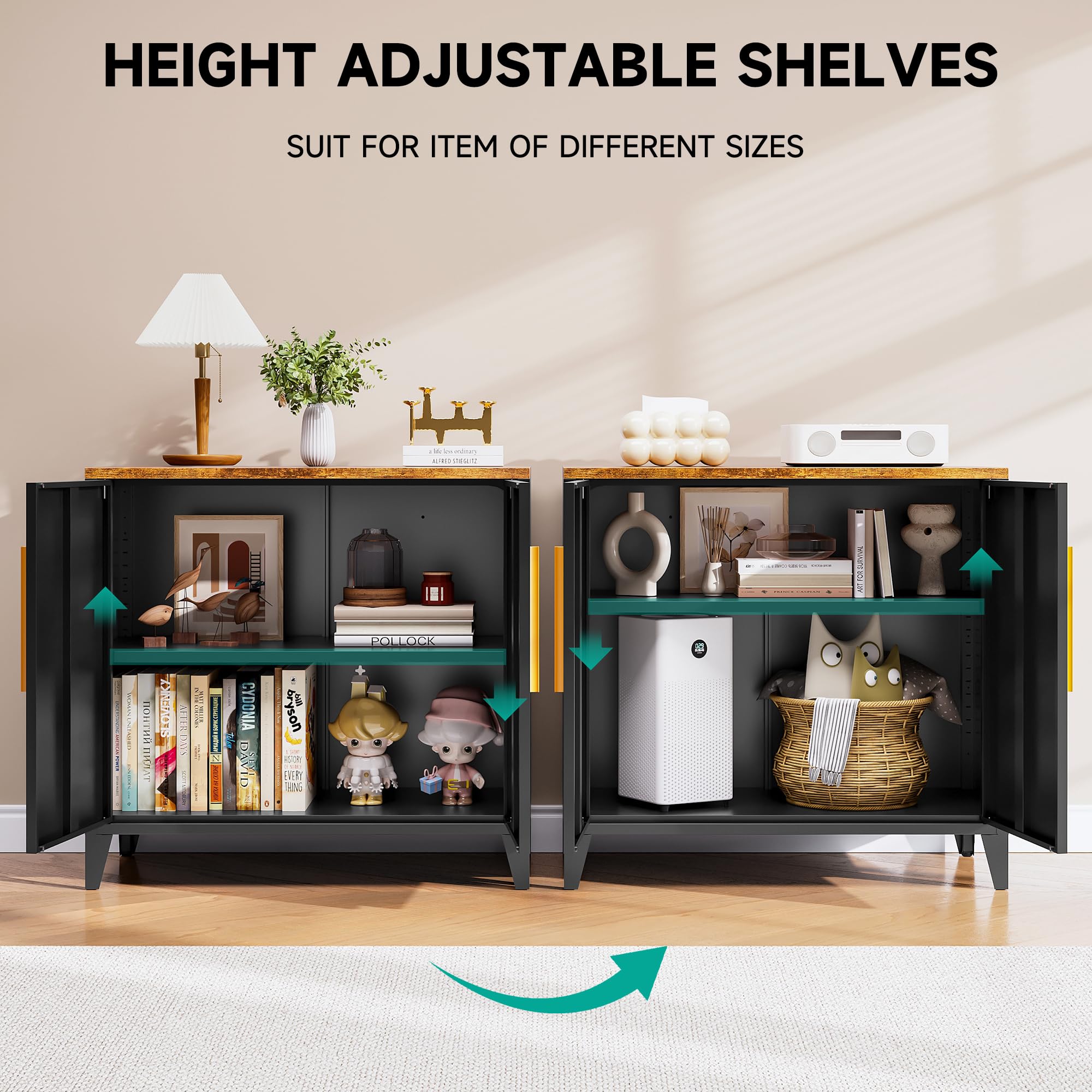 SISESOL Black Storage Cabinet with Doors and Shelves,30 inch Pantry Cabinet Sideboard with Leg,Small Accent Cabinets with Storage,Side Floor Cabinets for Home,Kitchen,Coffee Bar,Dining/Living Room