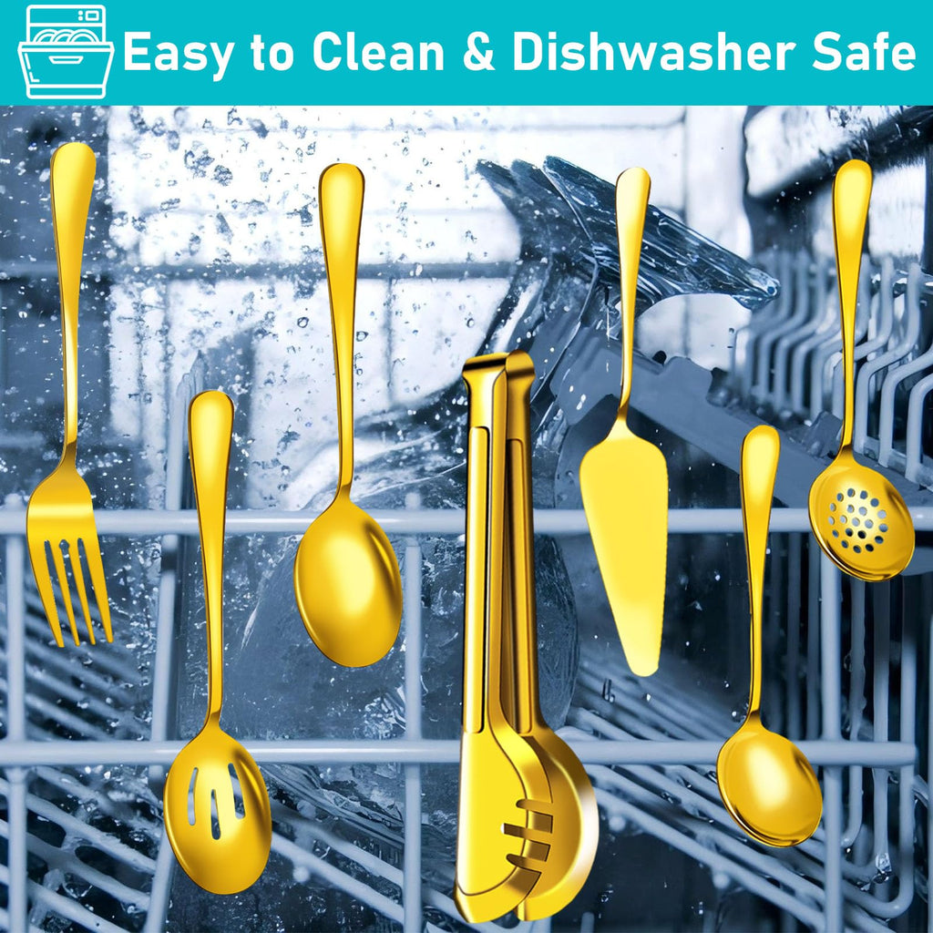 Serving Utensils, 15 Pcs Stainless Steel Large Flatware Serving Tools Kit
