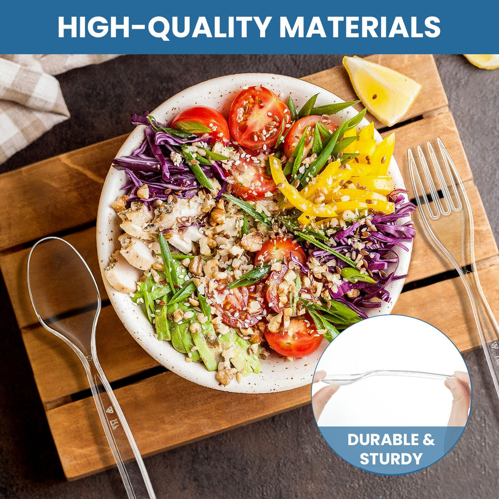 [360 Count] Clear Plastic Utensils 360 Disposable Spoons Silverware Bulk Spoons Bulk Clear Plastic Spoons Heavy Duty Silverware