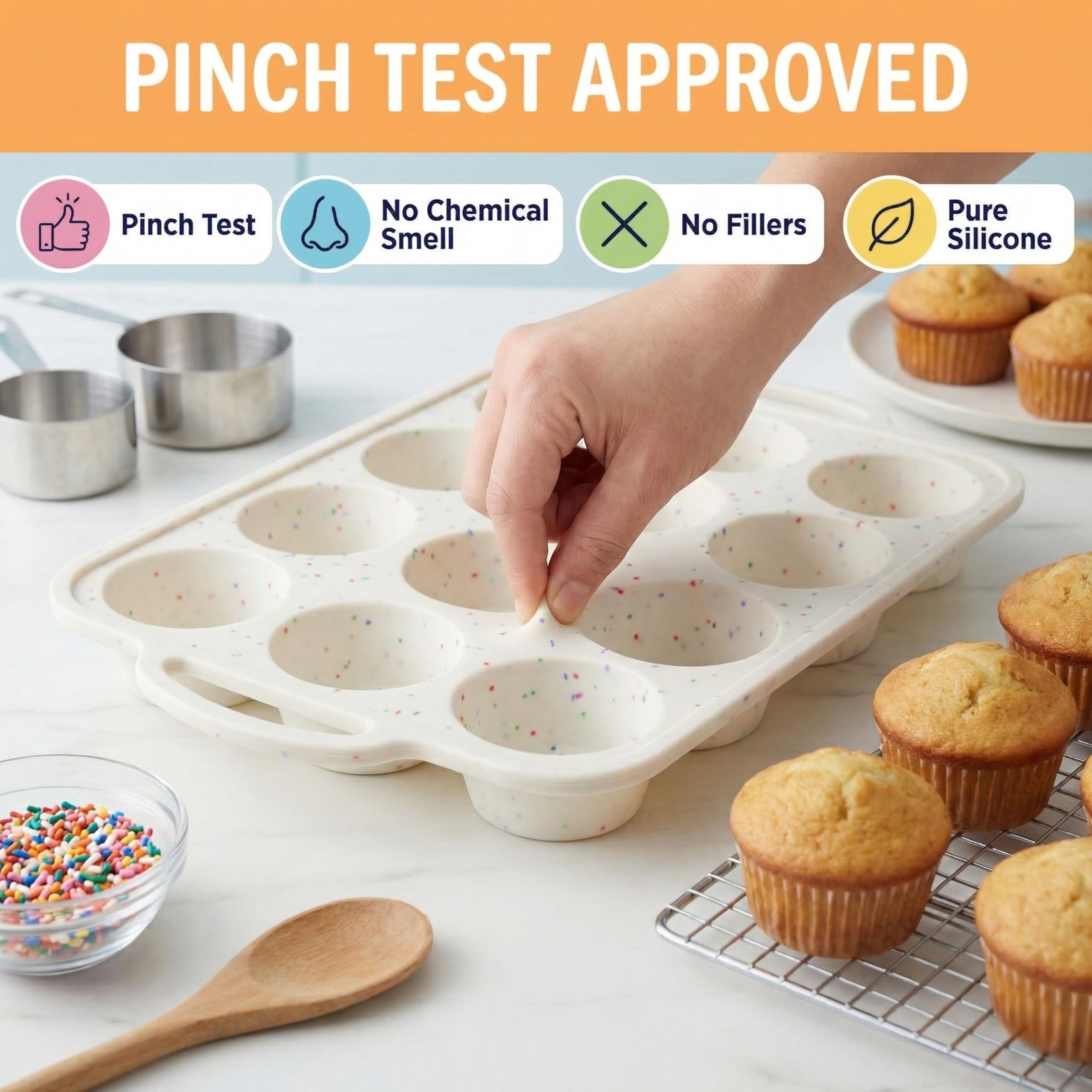BAKE BOSS Silicone Muffin Pans, 2-Pack Regular 12 Cup, BPA-Free