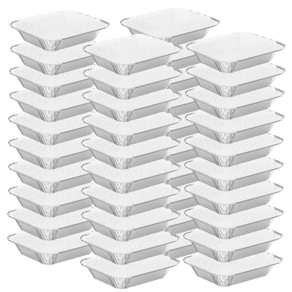8.3"x6.2" 2.25LB Disposable Tin Foil Pans with Plastic Lids, 100 PACK