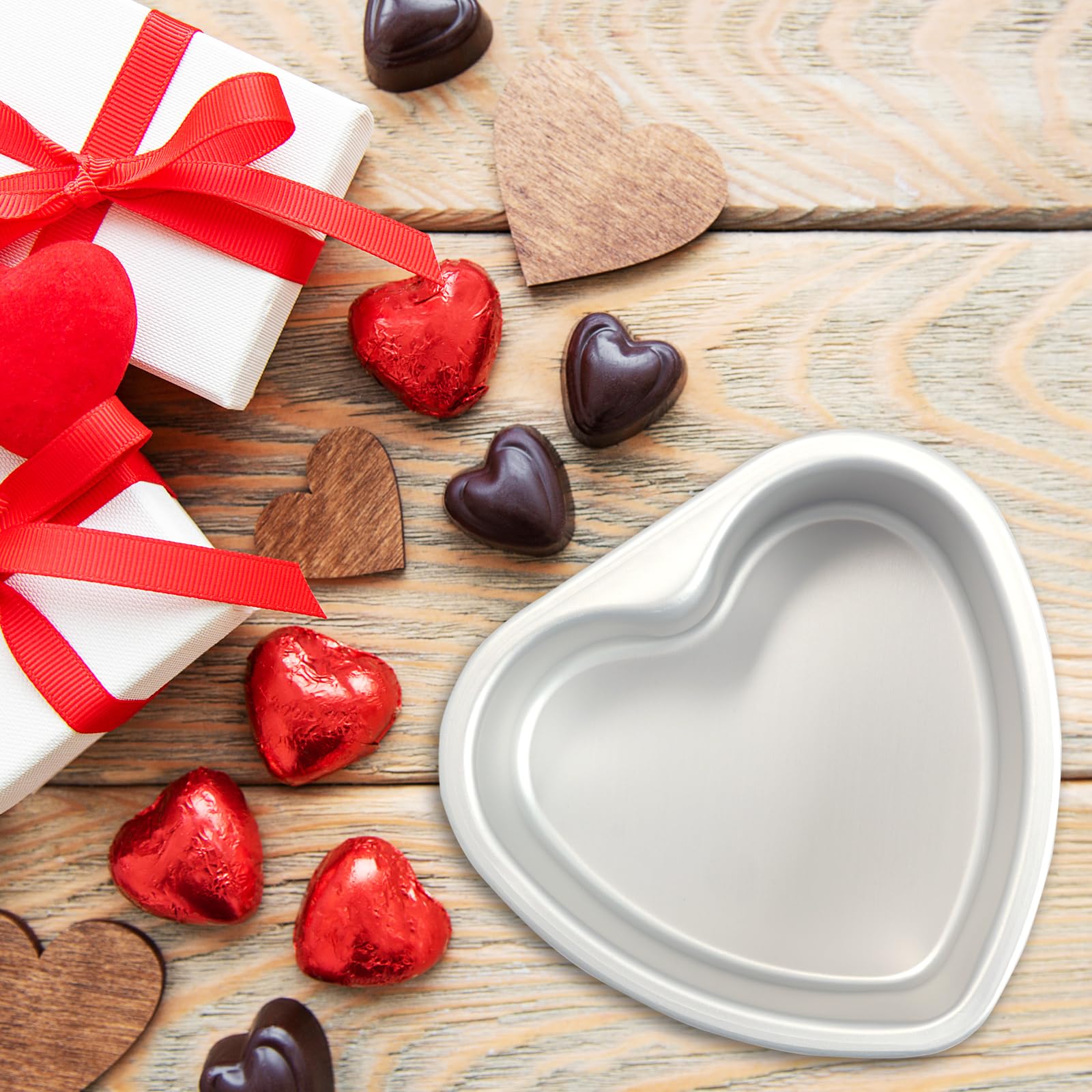 Gvhntk Heart Shaped Cake Pan 6 Inch Aluminum Cake Pans Heart Cake Tin Baking Cake Mold for Valentine's Weddings Birthday Party