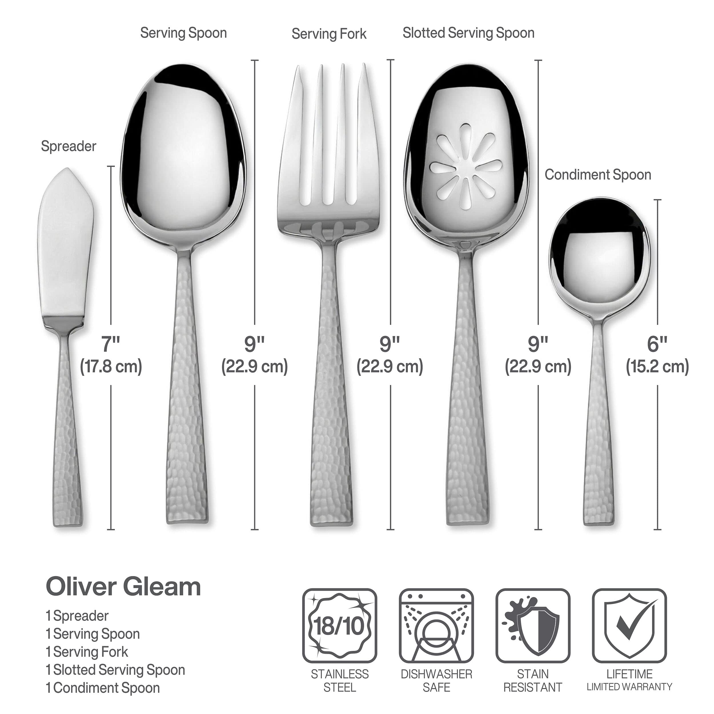 Mikasa Oliver Mirror 18/10 Stainless Steel Flatware Set for 12, 65-Piece Silverware Set with Serving Utensils, Dishwasher Safe Cutlery Set