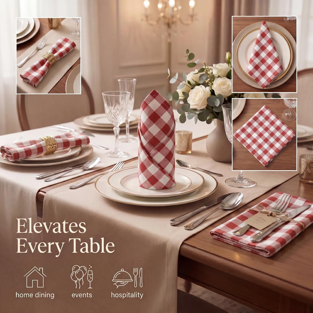 Urban Villa Cloth Napkins Cotton 20x20 (Set of 12) Rust