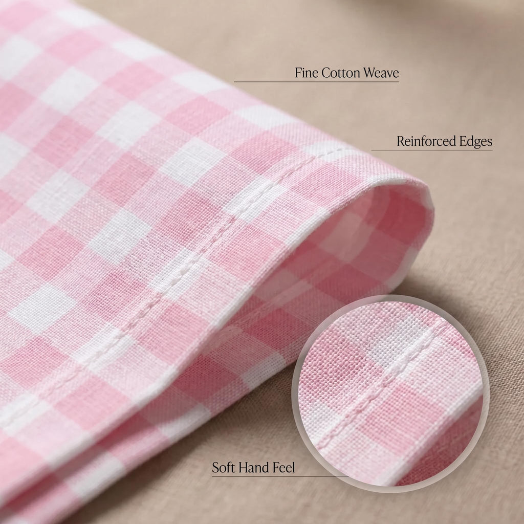 Urban Villa Cloth Napkins Cotton 12x12 (Set of 12) Pink/White