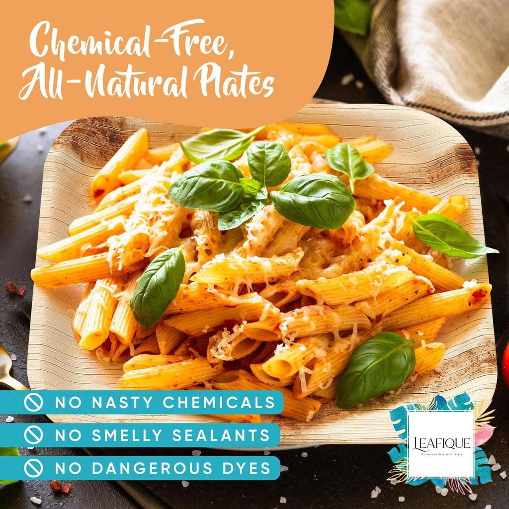 200 Pack 10” Square Palm Leaf Plates – Heavy Duty & Sturdy, Better Than Paper or Plastic – Bulk Party Plates for Catering, Party, BBQ, Weddings & Events – Eco Friendly, Compostable