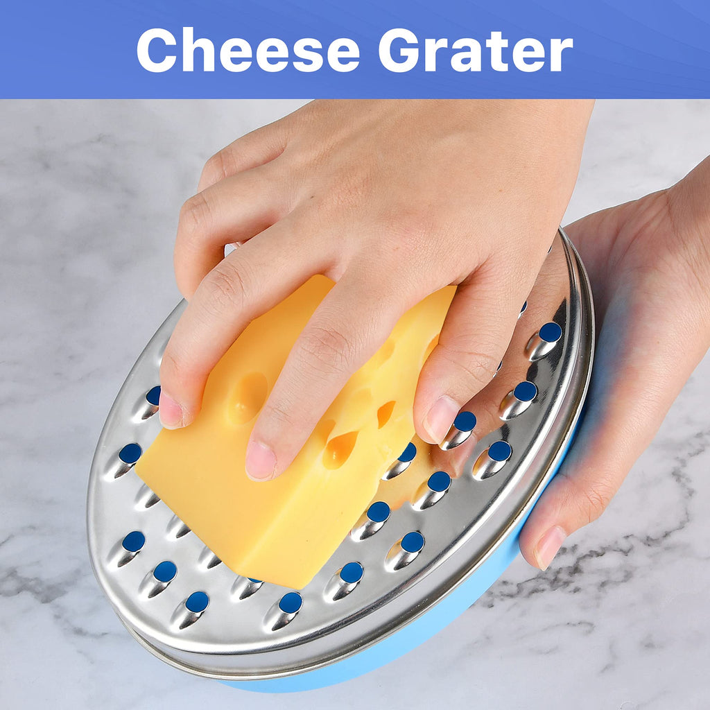 Akamino Cheese Grater, Grater Lemon with Food Storage Container & Lid Grinder Grater for kitchen - Perfect For Hard Parmesan, Ginger, Vegetables, Butter (Blue)