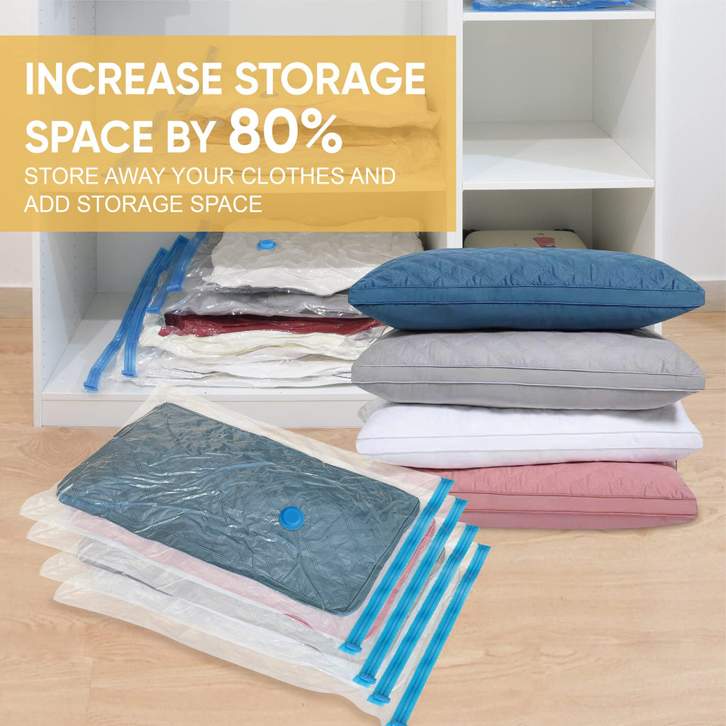Roomimaster Vacuum Storage Bags, Vacuum Seal Space Saver Bags for Clothing, Travel Lugggage, Carry-on, Blankets, Comforters, Pillow, Bedding, 10 Medium