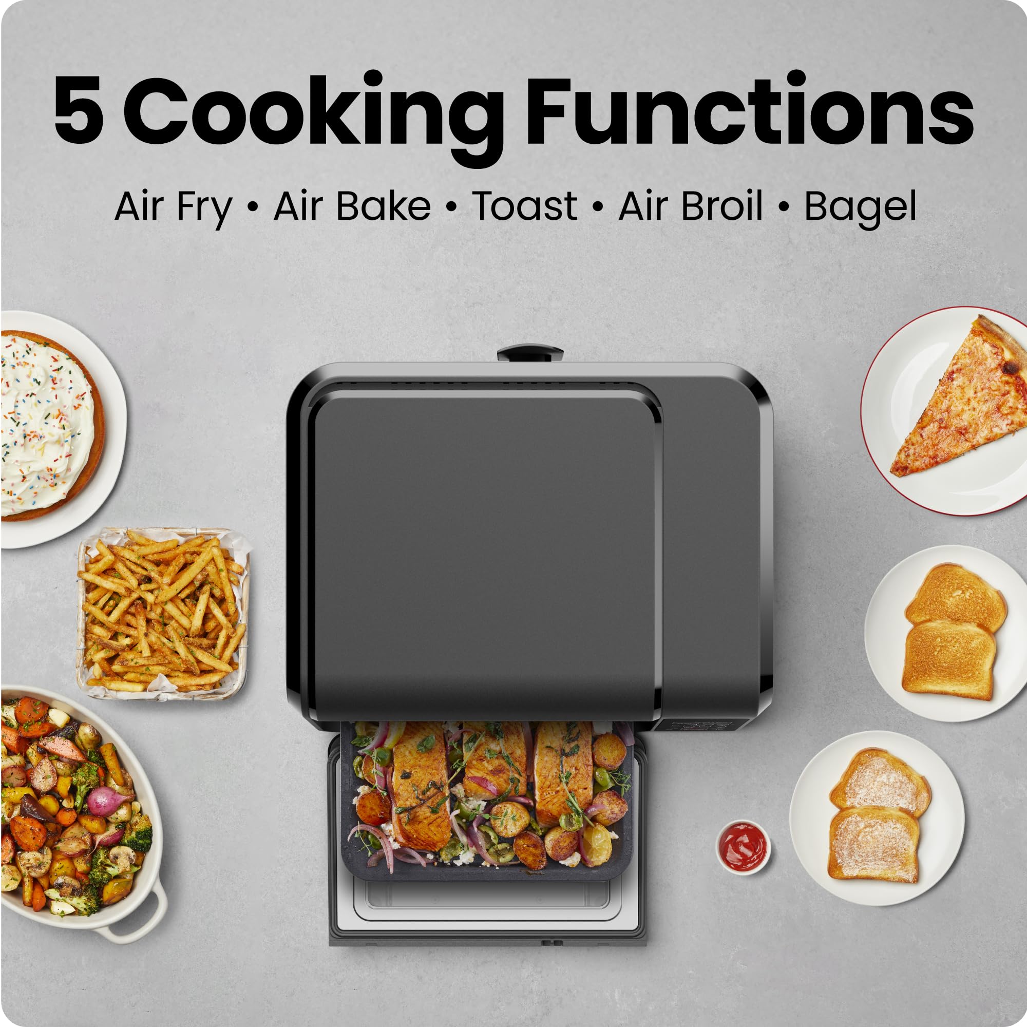 Chefman Air Fryer Toaster Oven Combo, Countertop Oven for Quick & Healthy Meals, Bake, Broil, Air Fry, Toast, and Bagel Functions, 450°F Max Temp, 4 Slice Toaster Oven Air Fryer Combo