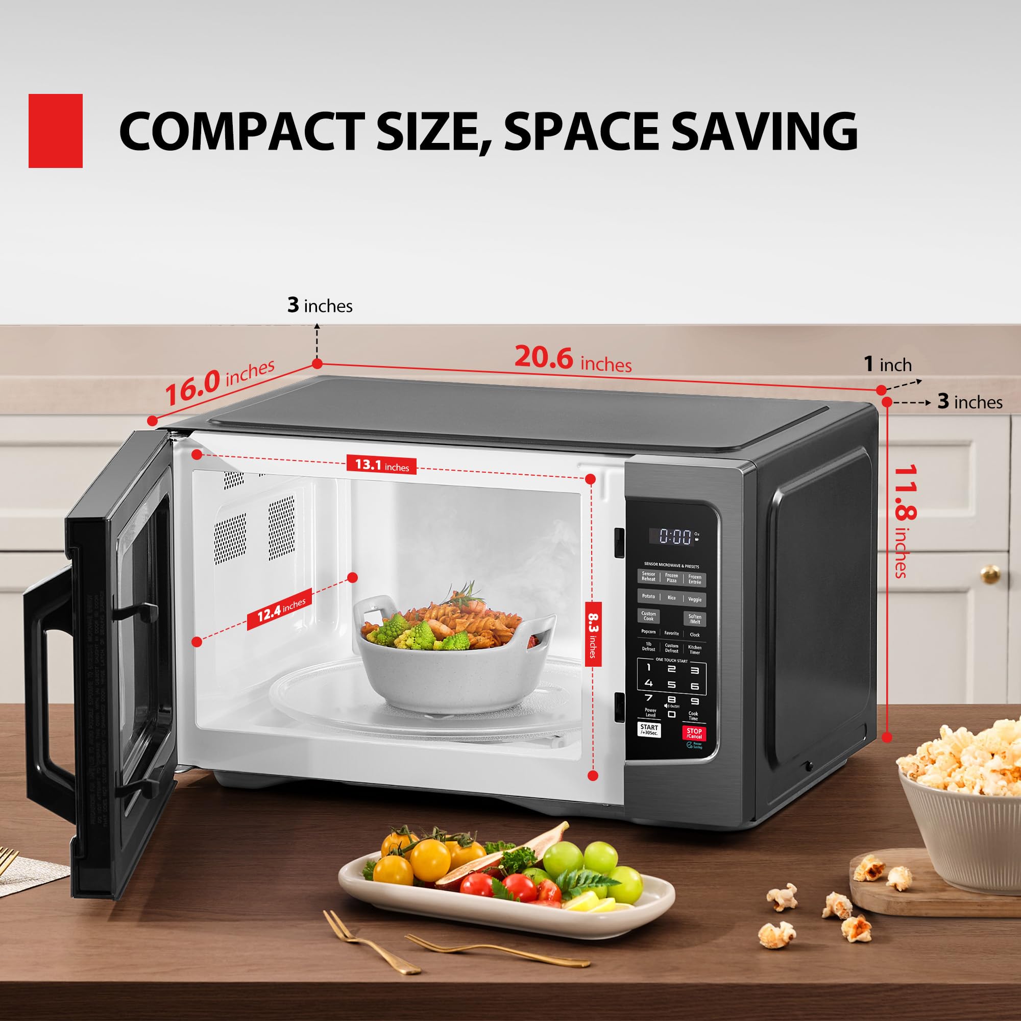 TOSHIBA Countertop Microwave Oven, 1.2 Cu.Ft, 1000W, Black